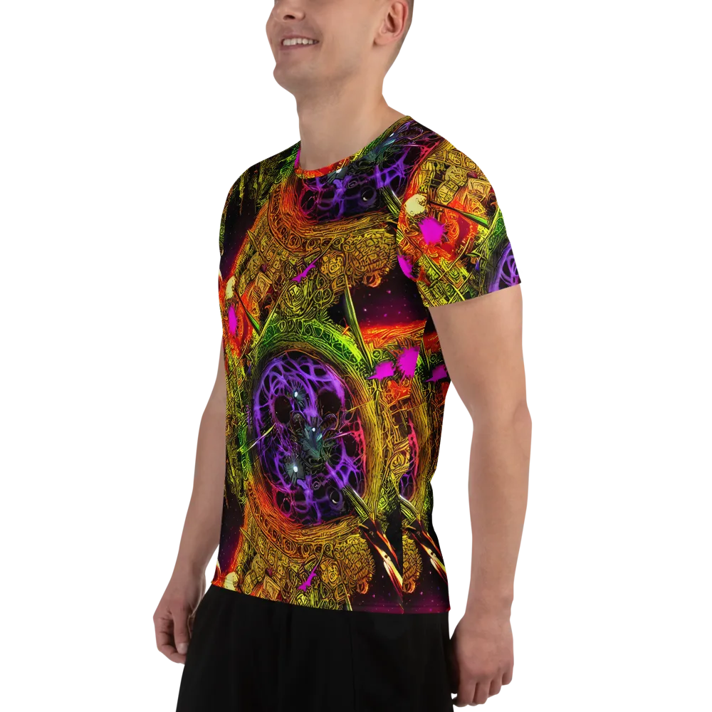 Neon Glyphworks on Men's Athletic T-Shirt — Left