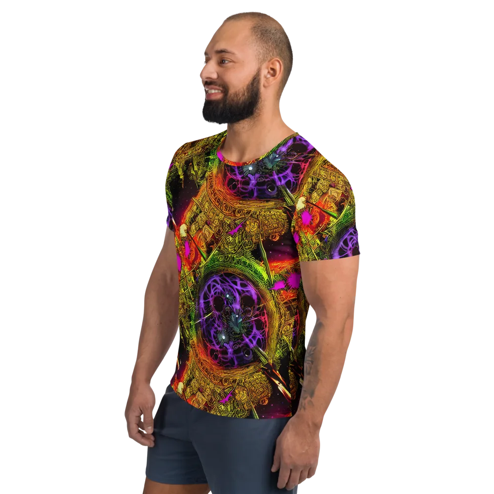 Neon Glyphworks on Men's Athletic T-Shirt — Left