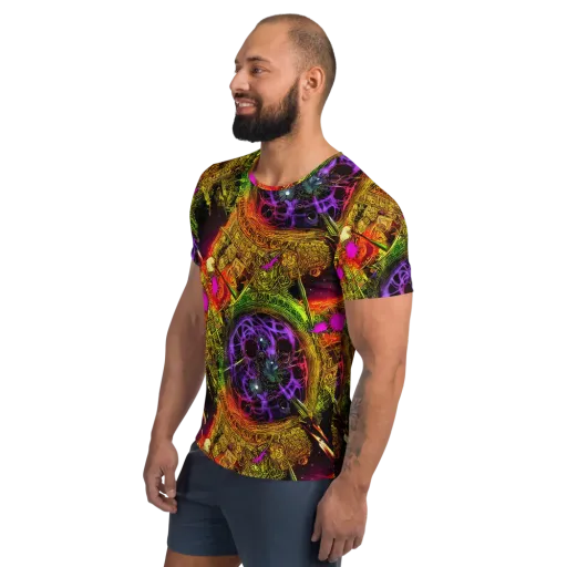 Neon Glyphworks on a Men's Athletic T-Shirt