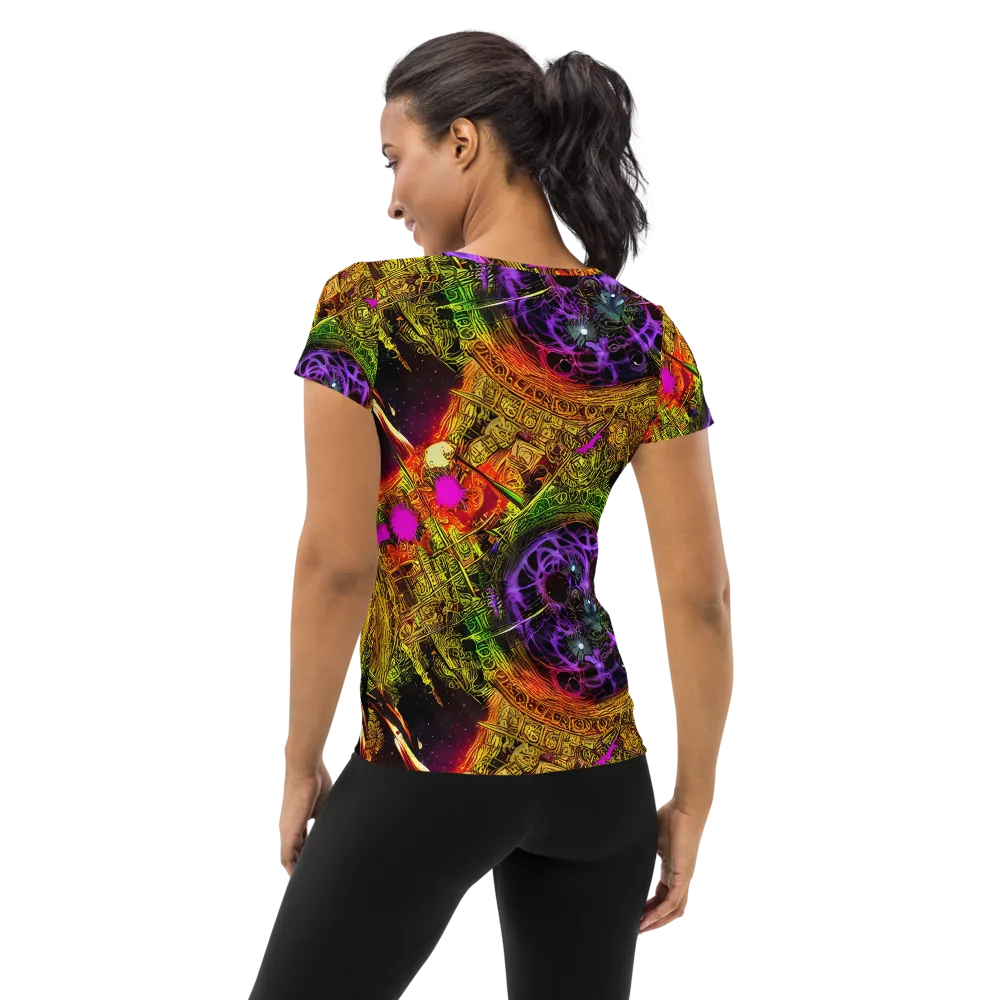 Neon Glyphworks on Women's Athletic T-Shirt — Back