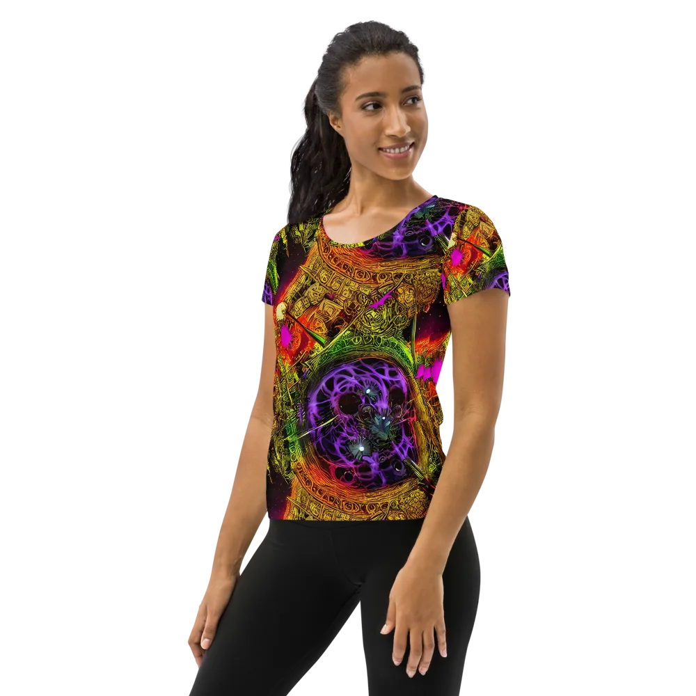 Neon Glyphworks on Women's Athletic T-Shirt — Left