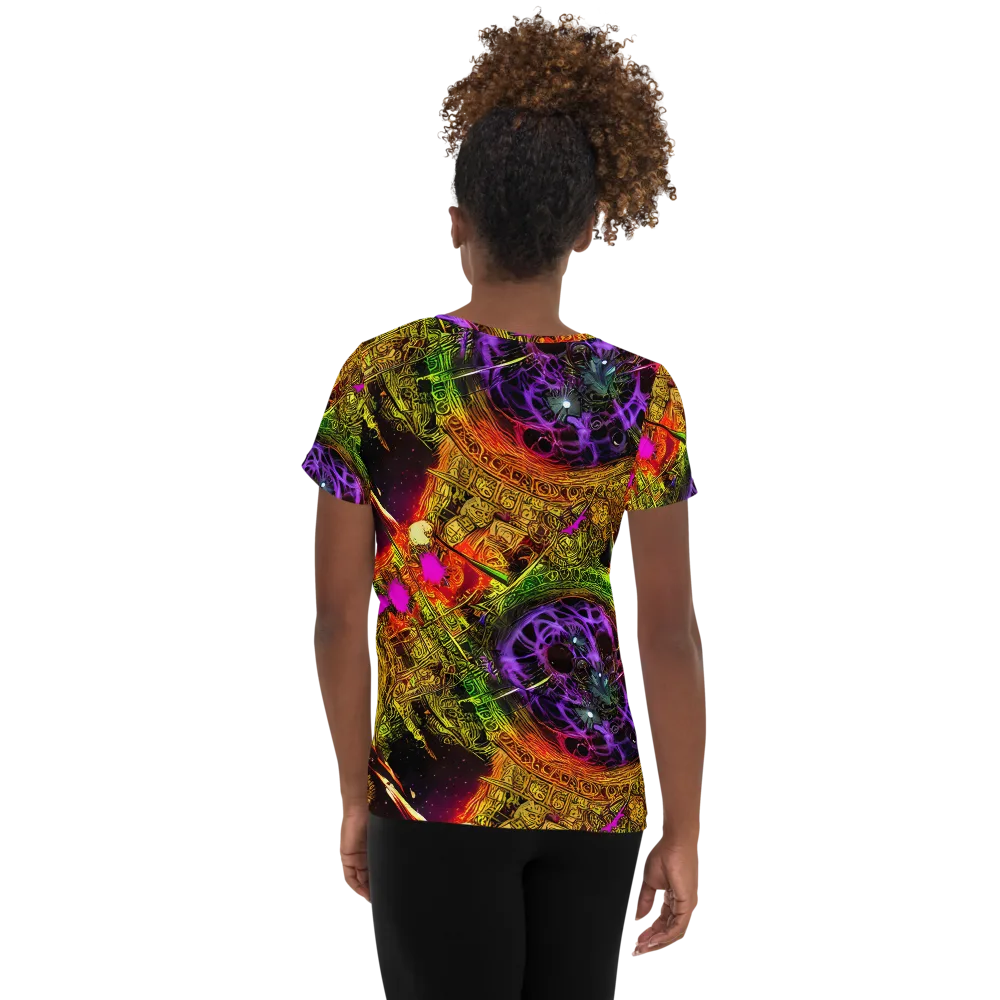Neon Glyphworks on Women's Athletic T-Shirt — Back