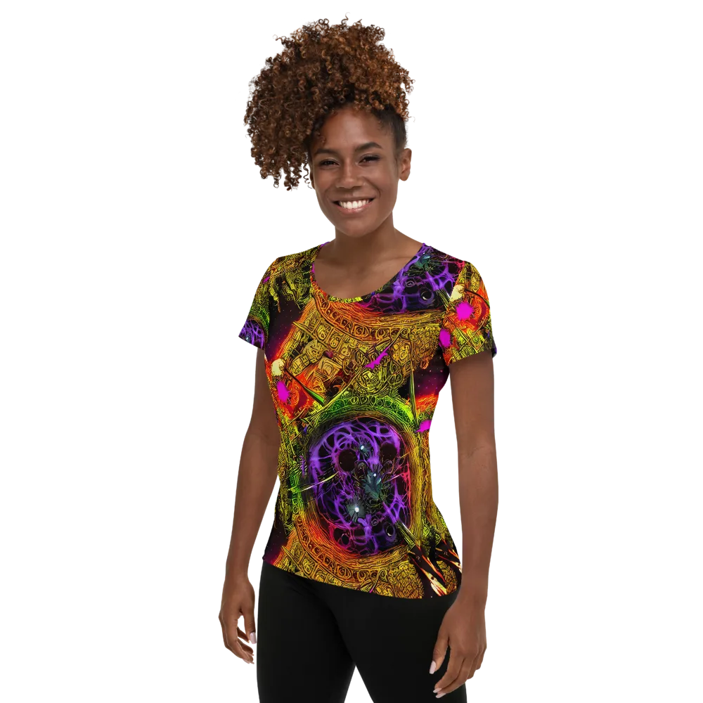Neon Glyphworks on Women's Athletic T-Shirt — Left