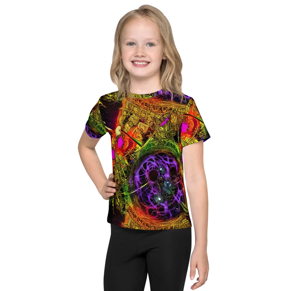 Neon Glyphworks on Kids Crew Neck T-Shirt — Front