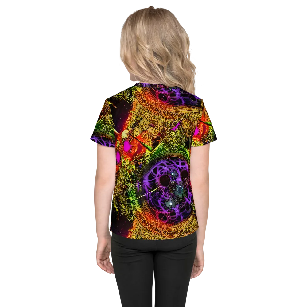 Neon Glyphworks on Kids Crew Neck T-Shirt — Back