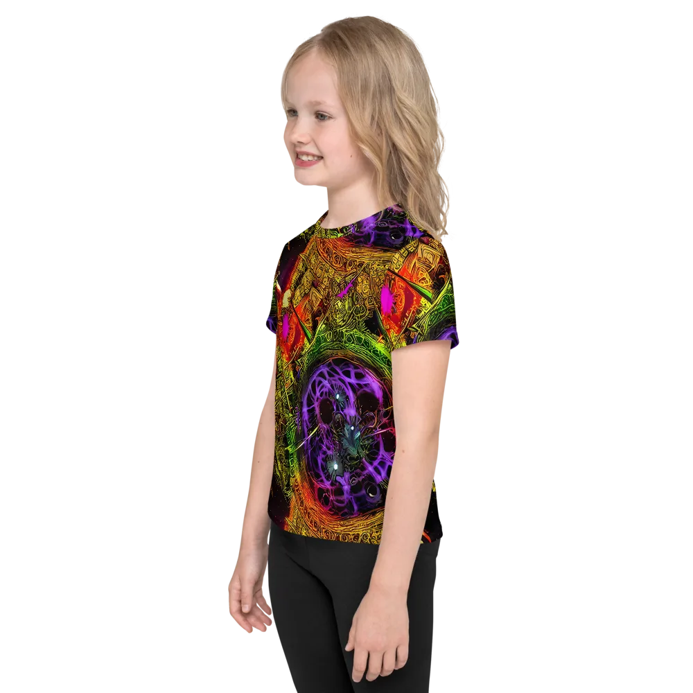 Neon Glyphworks on Kids Crew Neck T-Shirt — Left