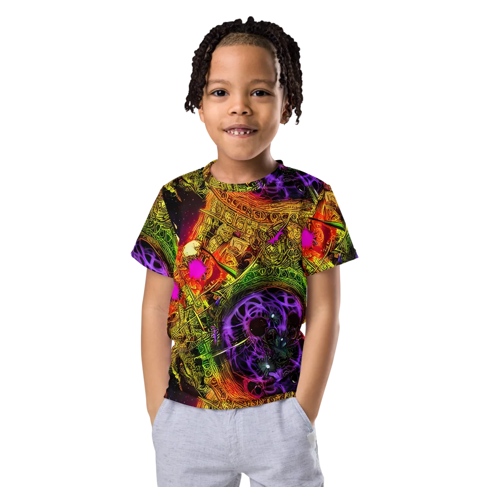 Neon Glyphworks on Kids Crew Neck T-Shirt — Front