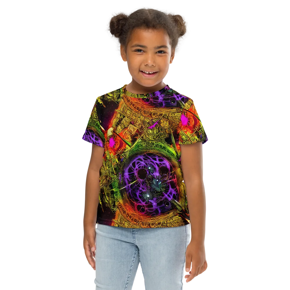 Neon Glyphworks on Kids Crew Neck T-Shirt — Front