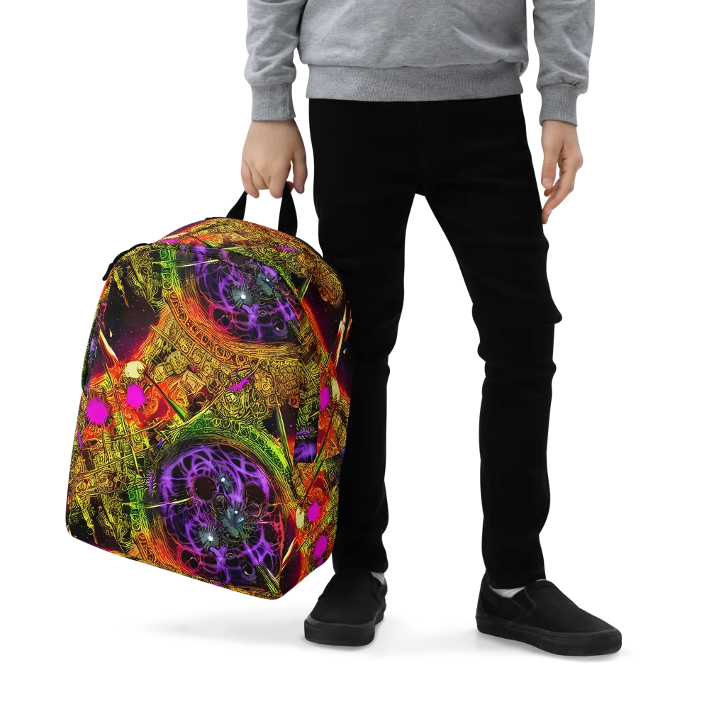 Neon Glyphworks on Minimalist Backpack — Zoomed-in