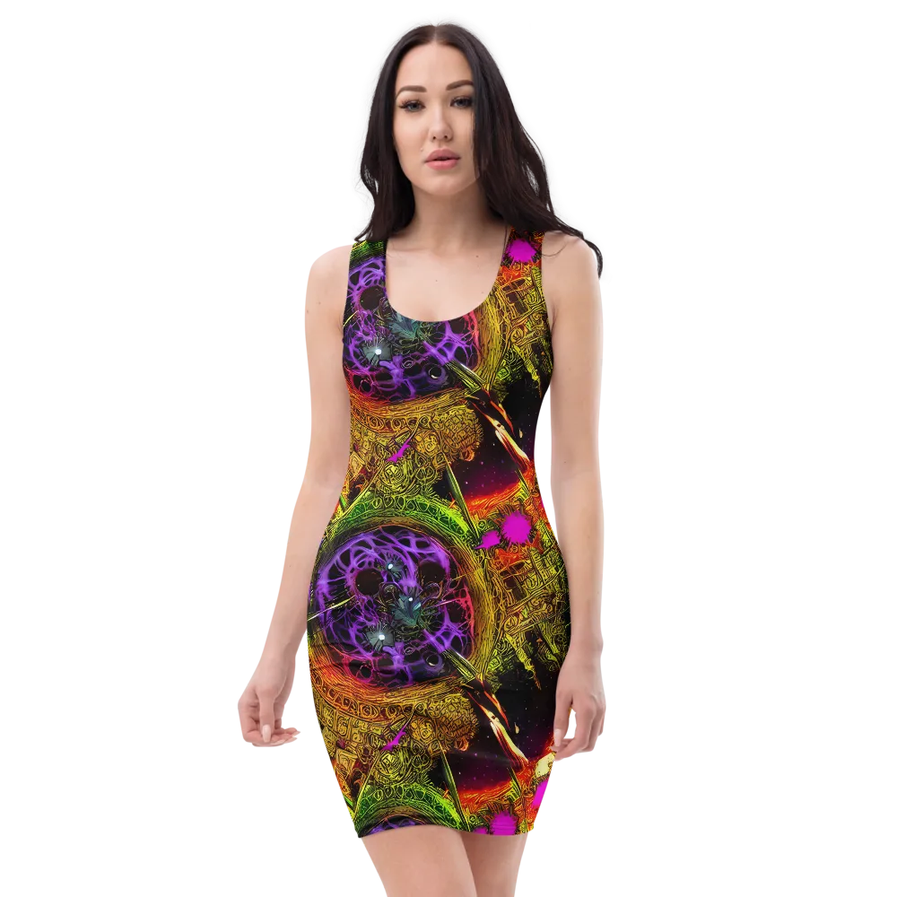 Neon Glyphworks on Bodycon Dress — Front