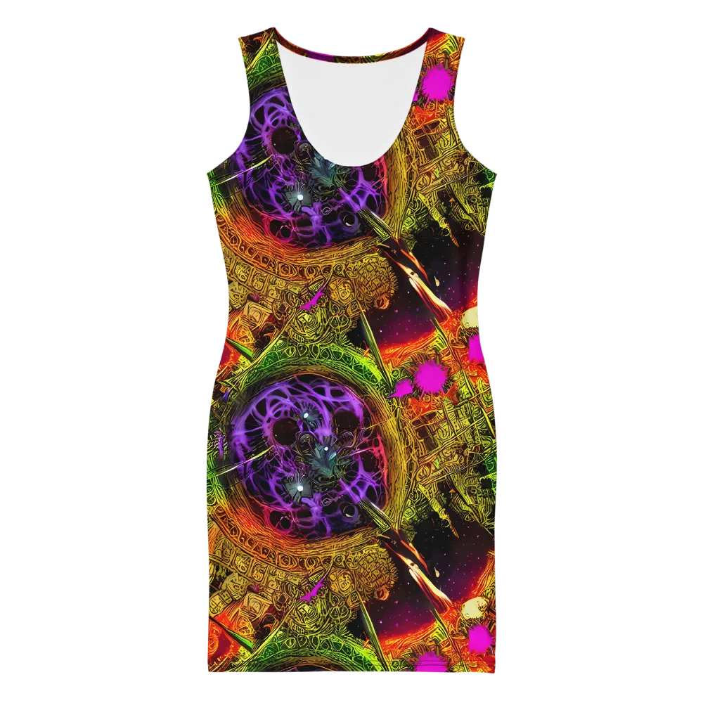 Neon Glyphworks on Bodycon Dress — Front