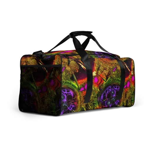 Neon Glyphworks on a Duffle Bag
