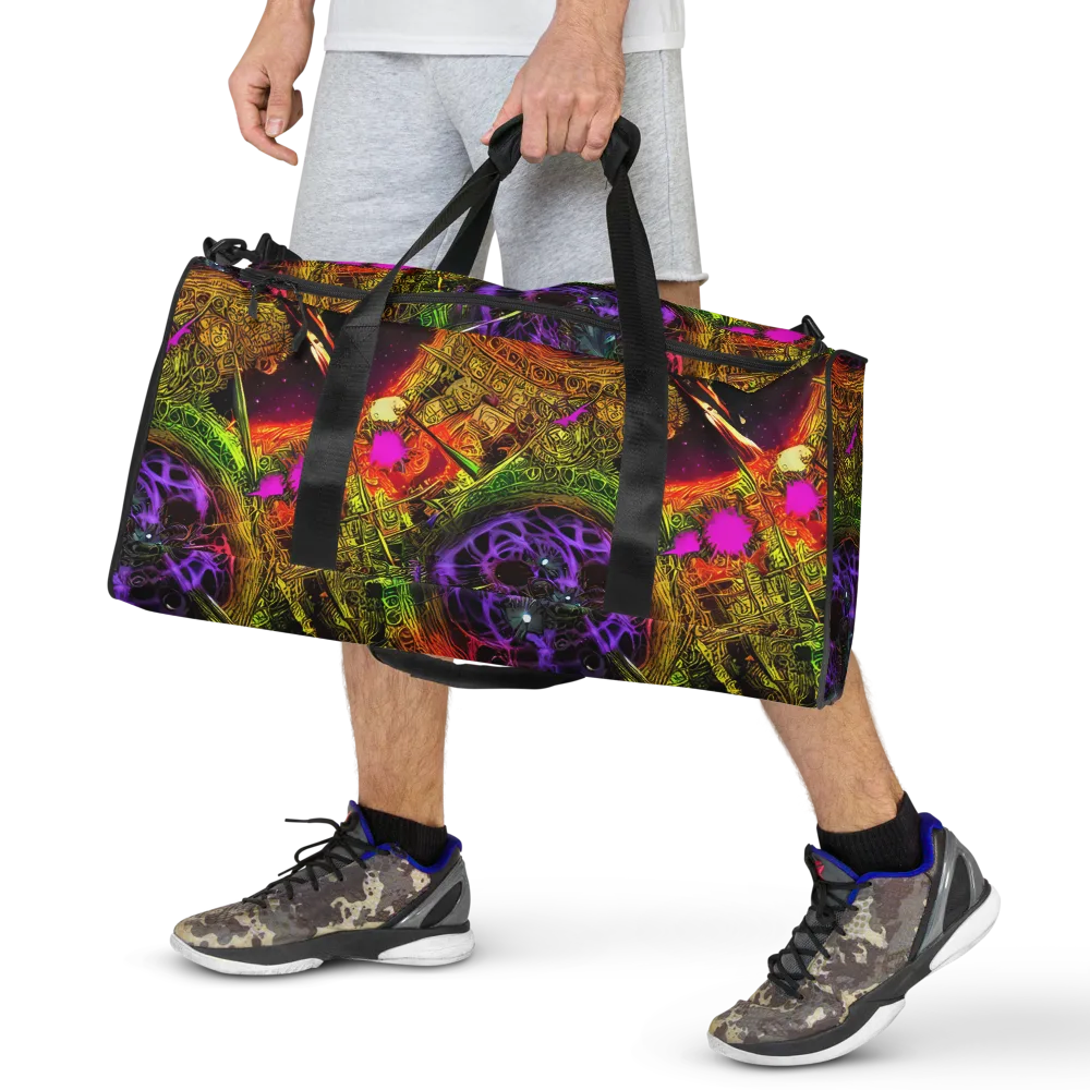 Neon Glyphworks on Duffle Bag — Front