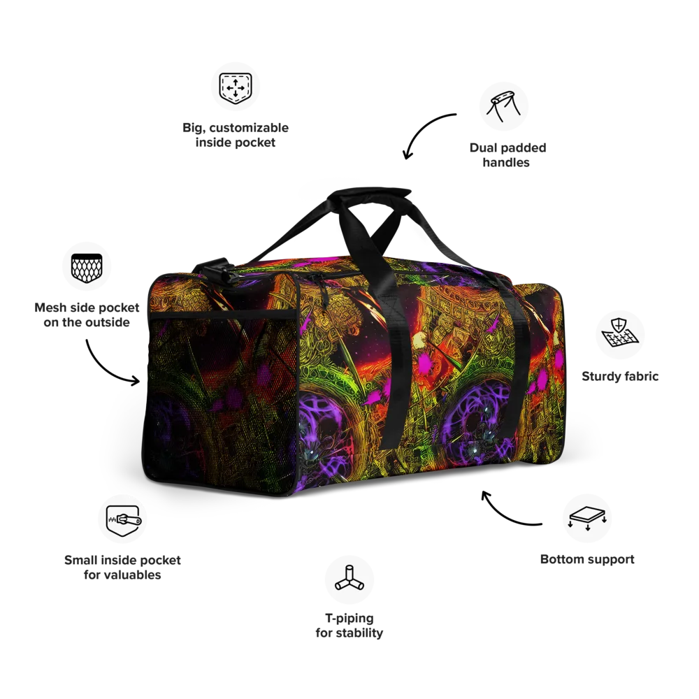 Neon Glyphworks on Duffle Bag — Right Front