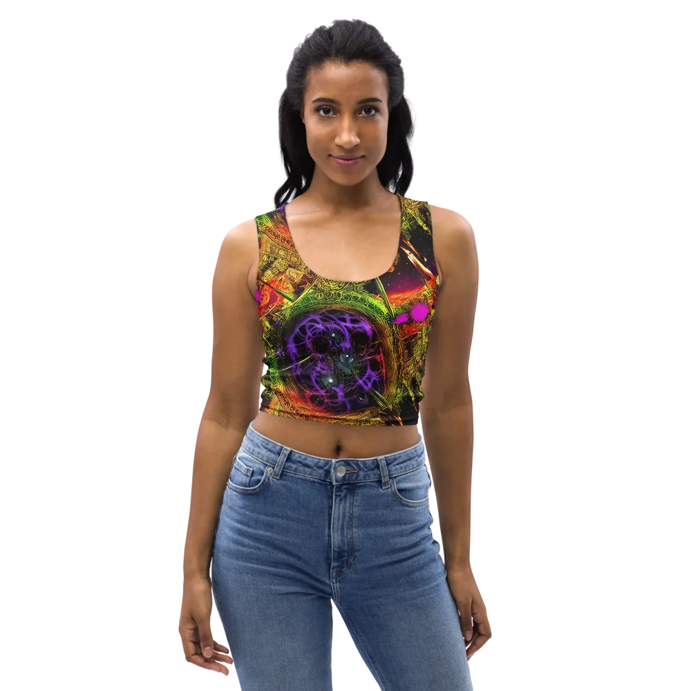 Neon Glyphworks on Crop Top — Front