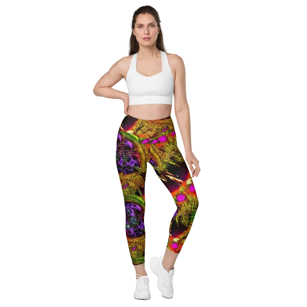 Neon Glyphworks on Leggings with Pockets — Front