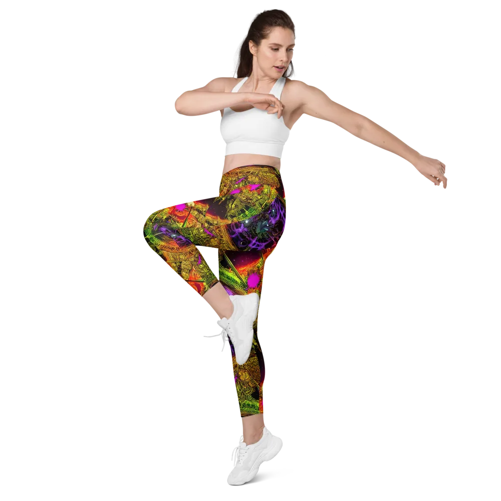 Neon Glyphworks on Leggings with Pockets — Left Front