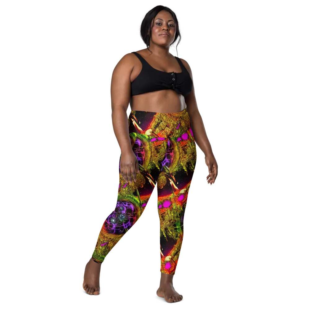 Neon Glyphworks on Leggings with Pockets — Front