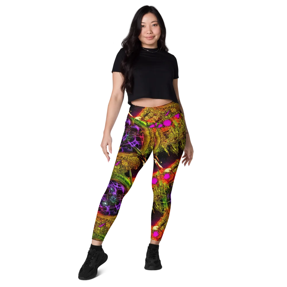 Neon Glyphworks on Leggings with Pockets — Front