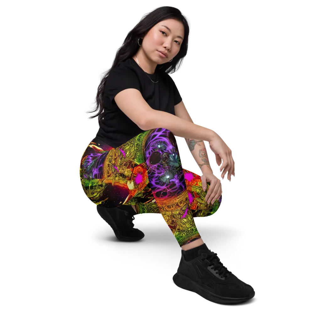 Neon Glyphworks on Leggings with Pockets — Right Front