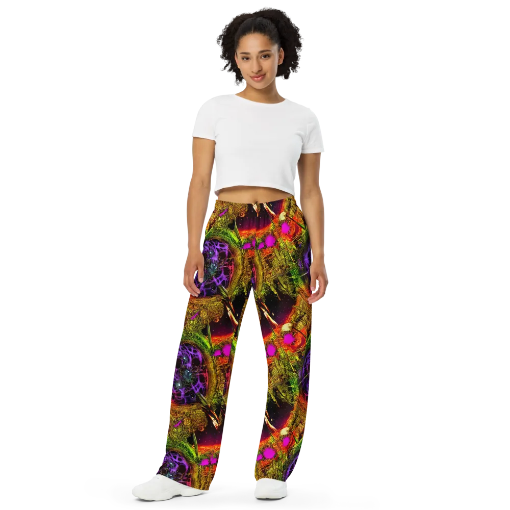 Neon Glyphworks on Wide-Leg Pants — Front