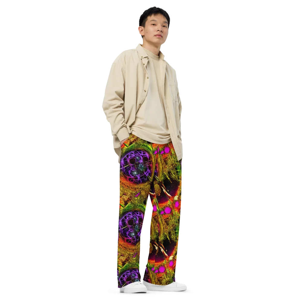 Neon Glyphworks on Wide-Leg Pants — Right Front