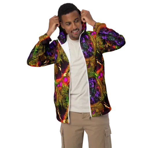 Neon Glyphworks on a Men's Windbreaker