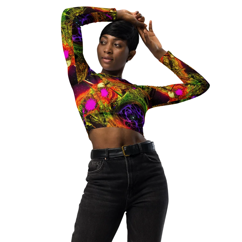Neon Glyphworks on Long Sleeve Crop Top — Front