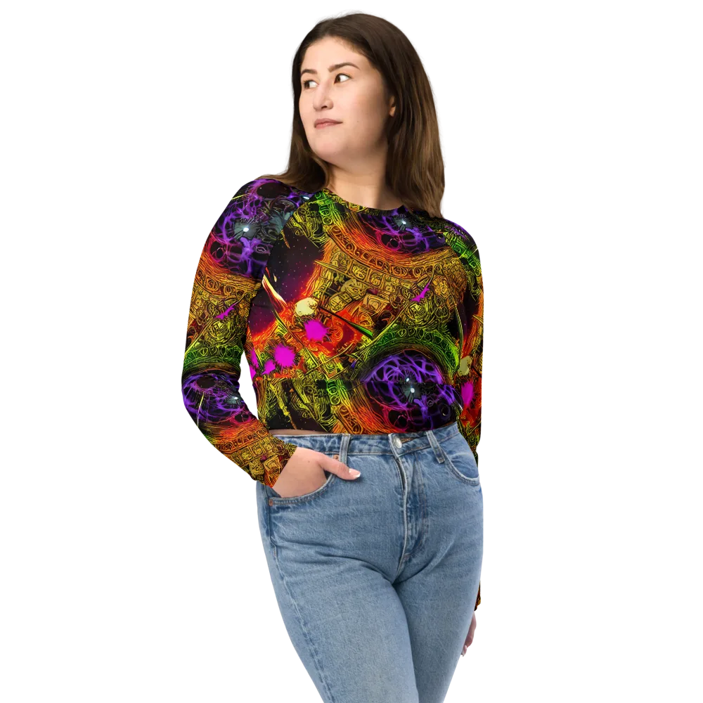 Neon Glyphworks on Long Sleeve Crop Top — Front