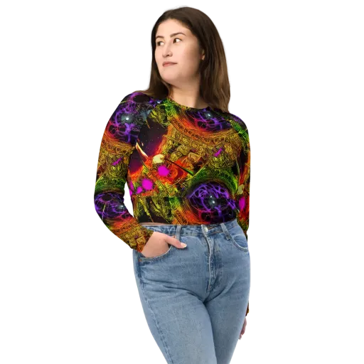 Neon Glyphworks on a Long Sleeve Crop Top