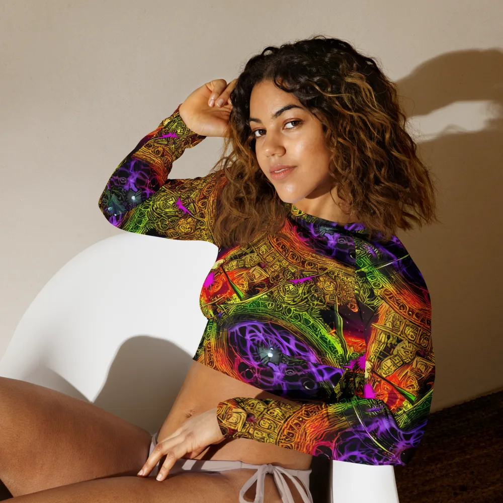 Neon Glyphworks on Long Sleeve Crop Top — Left Front