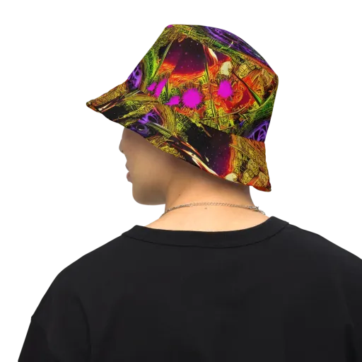 Neon Glyphworks on a Reversible Bucket Hat