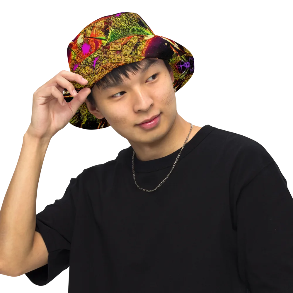 Neon Glyphworks on Reversible Bucket Hat — Front Inside