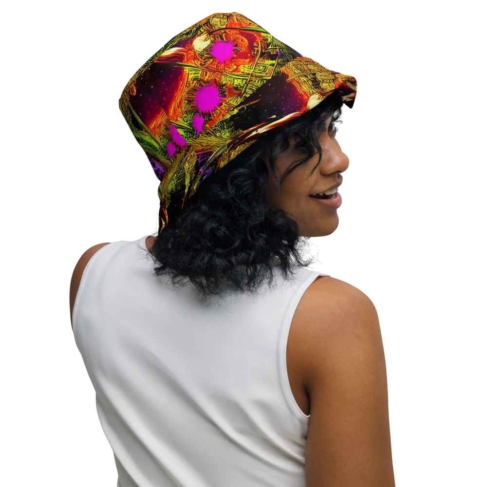 Neon Glyphworks on Reversible Bucket Hat — Right Outside