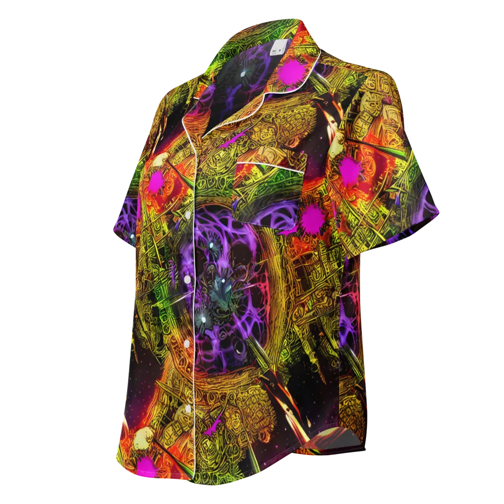 Neon Glyphworks on Women's Short Sleeve Pajama Top — Left Front