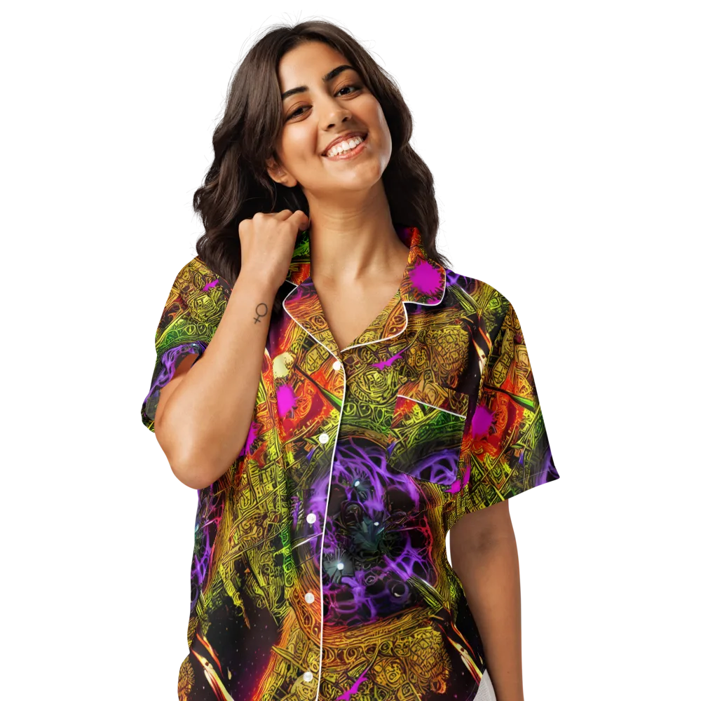 Neon Glyphworks on Women's Short Sleeve Pajama Top — Front
