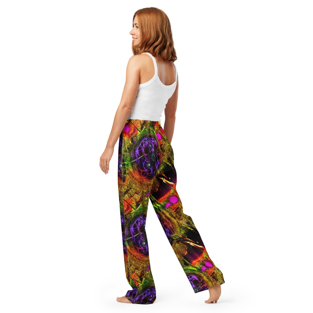 Neon Glyphworks on Women's Pajama Pants — Back
