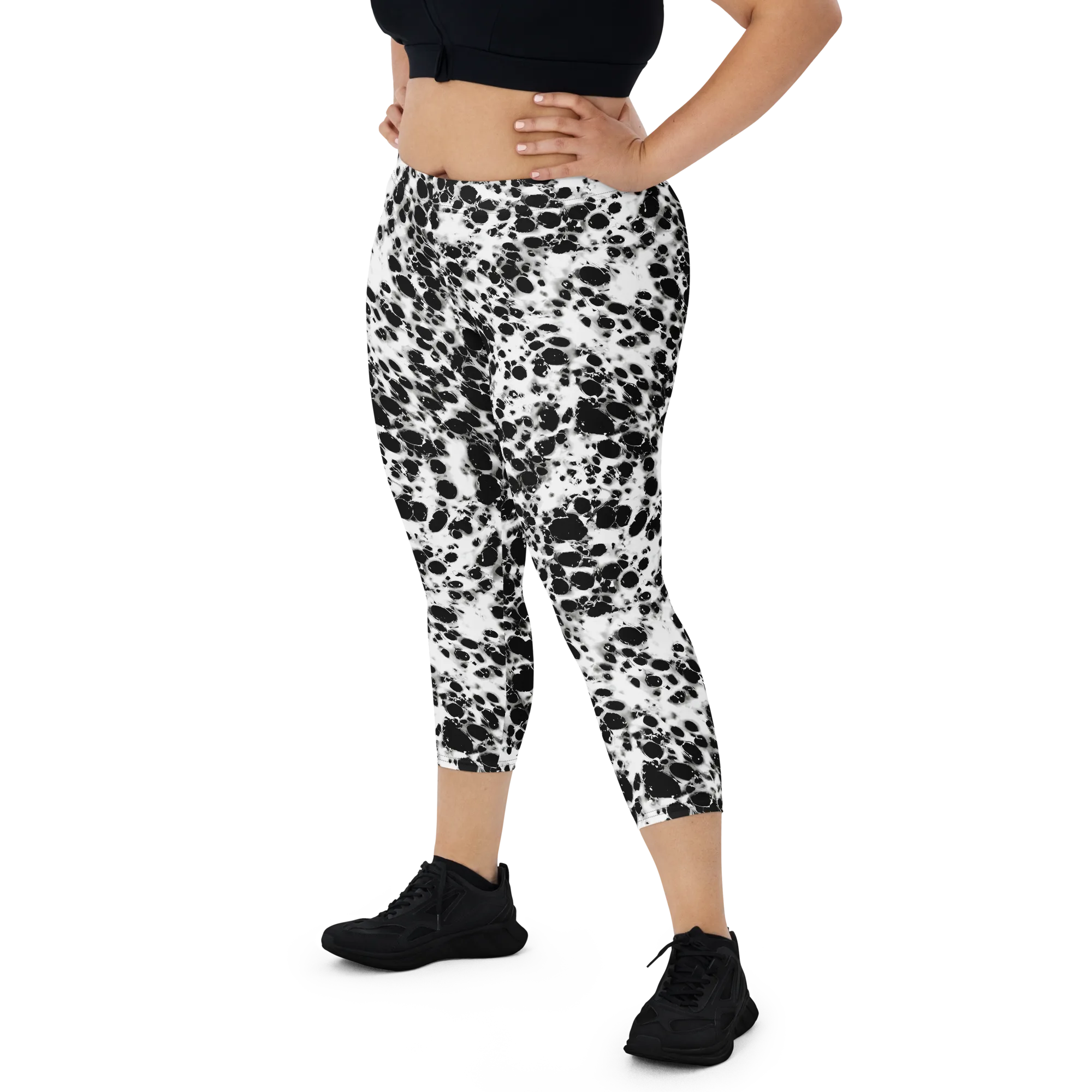 Obsidian Foam on Capri Leggings — Front