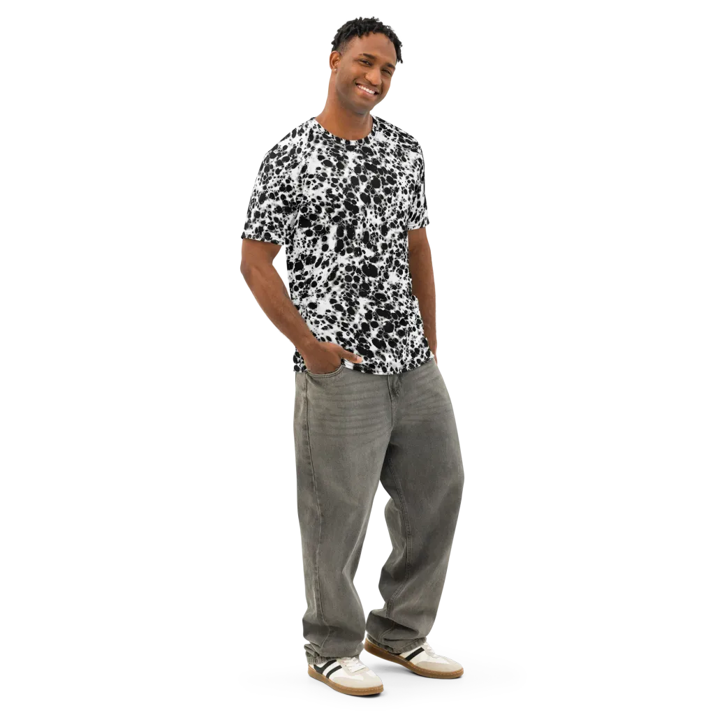 Obsidian Foam on Men's Cotton Crew Neck T-Shirt — Right Front