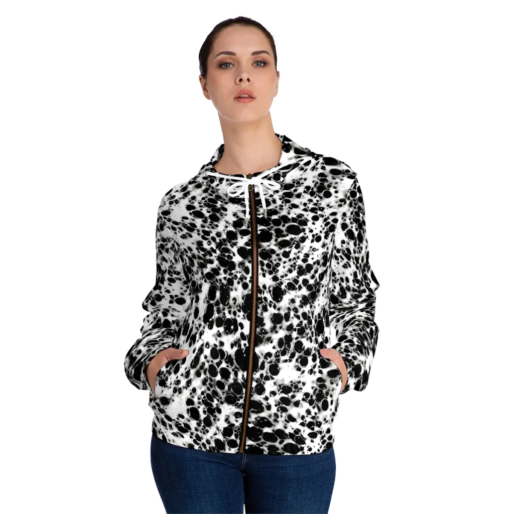 Obsidian Foam on Women's Full-Zip Hoodie — Front On Person