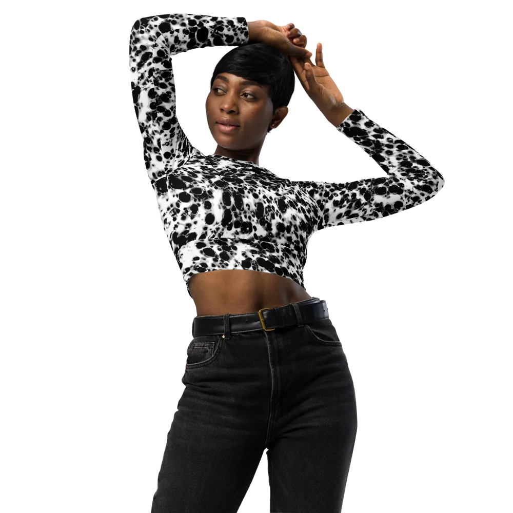 Obsidian Foam on Long Sleeve Crop Top — Front