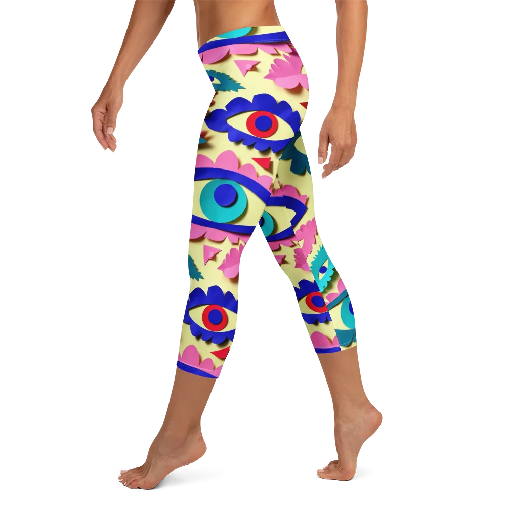 Paper Eye Parade on Capri Leggings — Left
