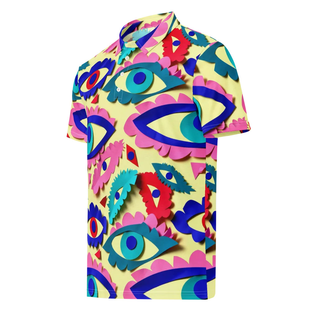 Paper Eye Parade on Men's Slim Fit Polo Shirt — Left Front