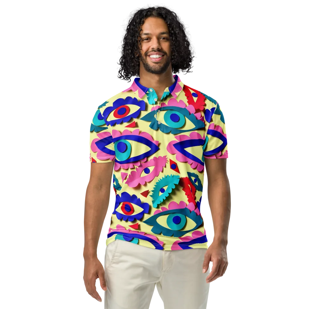 Paper Eye Parade on Men's Slim Fit Polo Shirt — Front