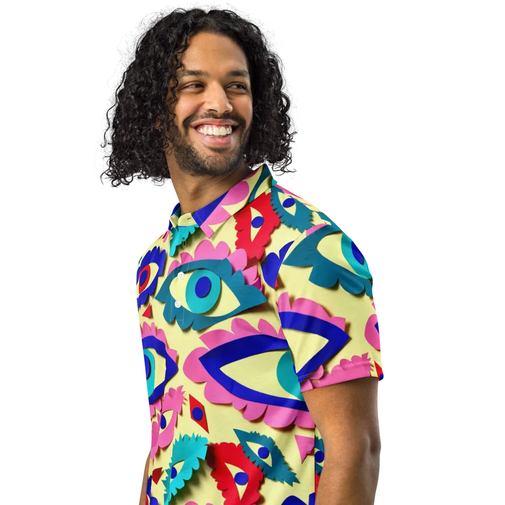 Paper Eye Parade on Men's Slim Fit Polo Shirt — Left Front