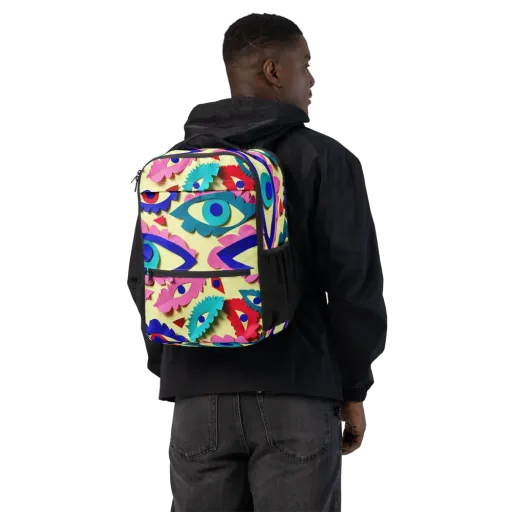 Paper Eye Parade on a Utility Backpack