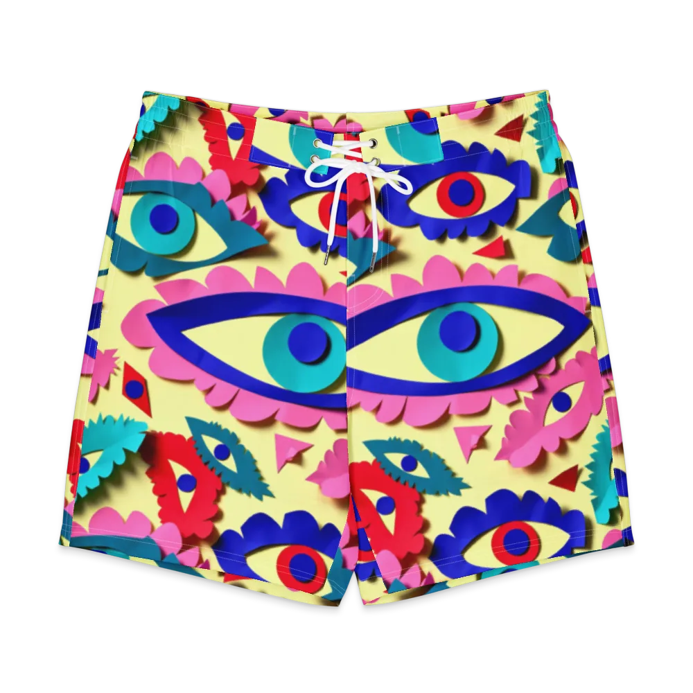 Paper Eye Parade on Men's Board Shorts — Front