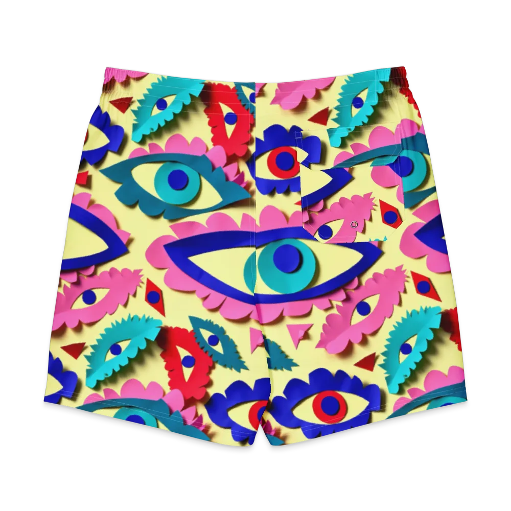 Paper Eye Parade on Men's Board Shorts — Back