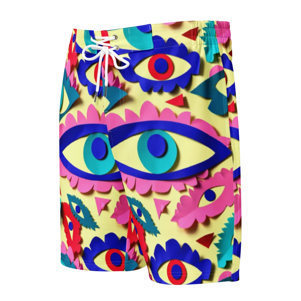 Paper Eye Parade on Men's Board Shorts — Front