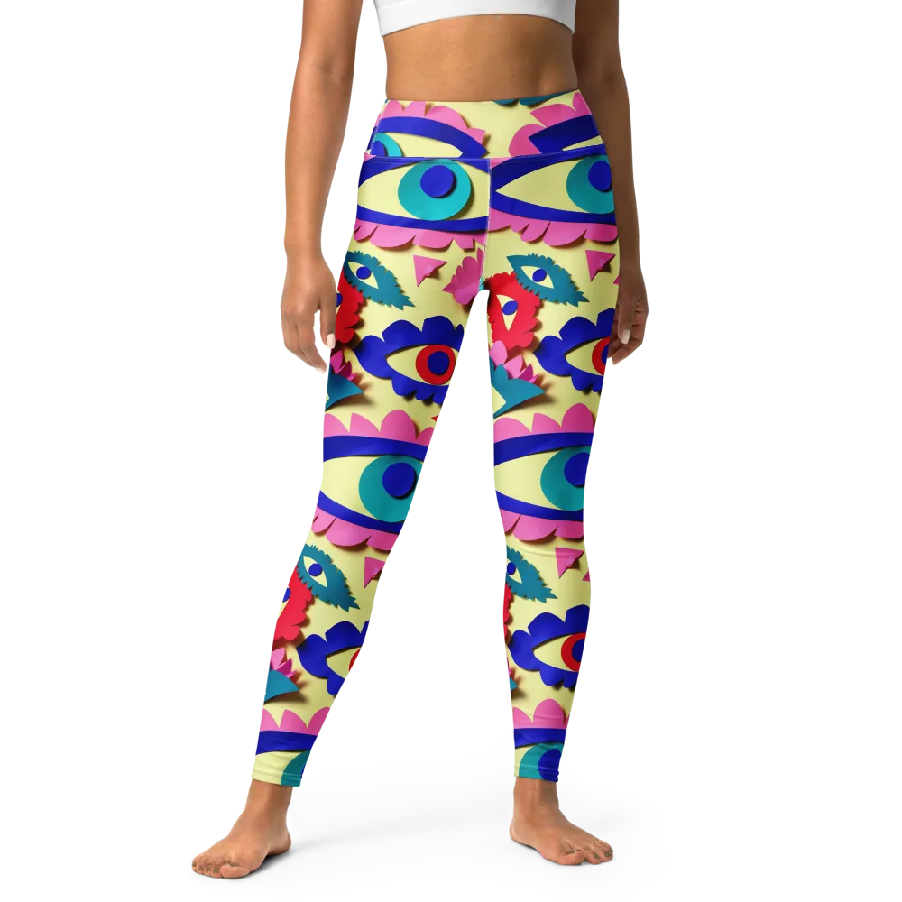 Paper Eye Parade on Yoga Leggings — Front